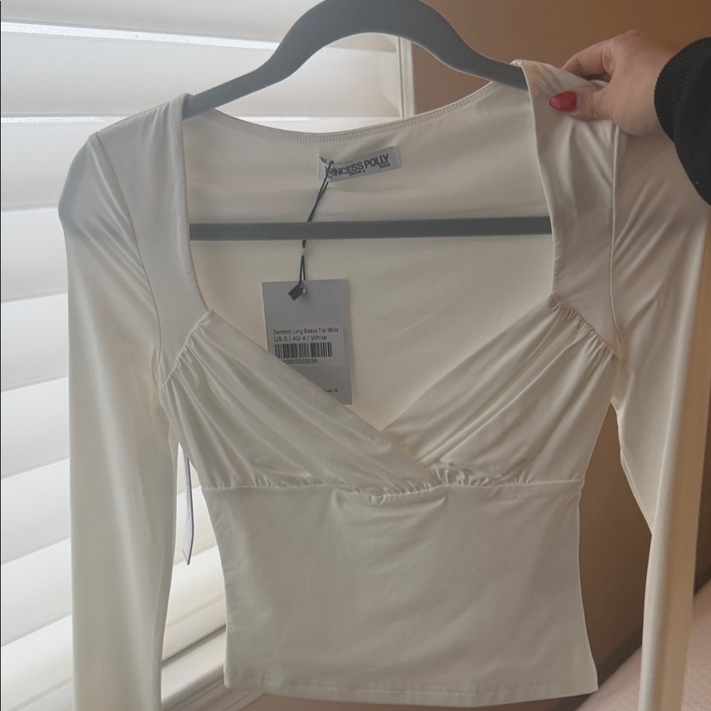 Princess Polly Cream Long Sleeve Top